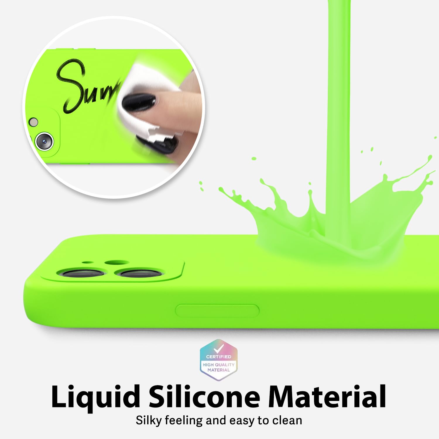 Oakxco For Iphone 12 Mini Case Liquid Silicone, Fluorescent Bright Solid Color, Soft Rubber Gel Elegant Aesthetic Cover, Slim Tp