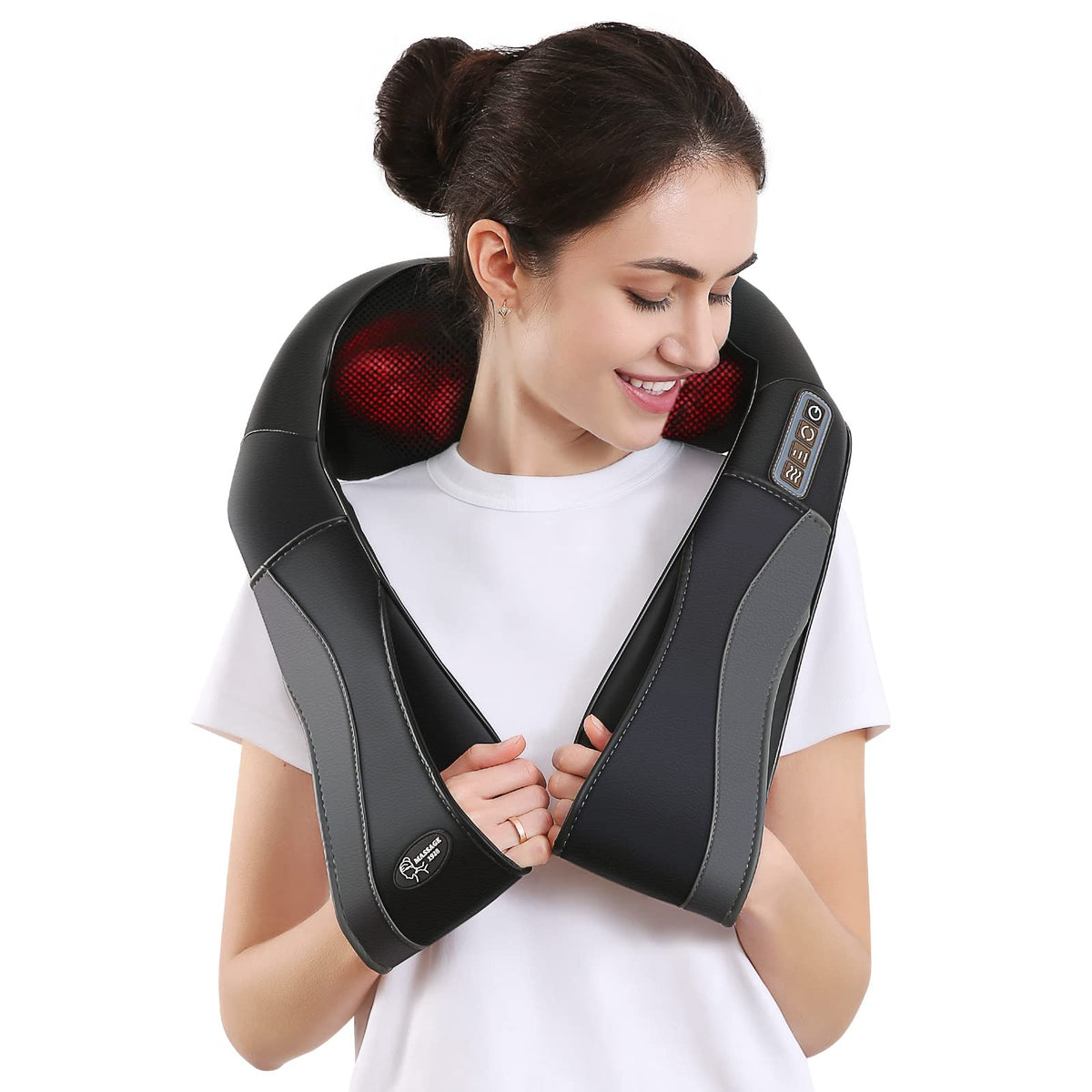 Back Neck Shoulder Massager With Heat, Shiatsu Electric Deep Tissue 3D Kneading Massagers For Relief On Waist, Leg, Calf, Foot F