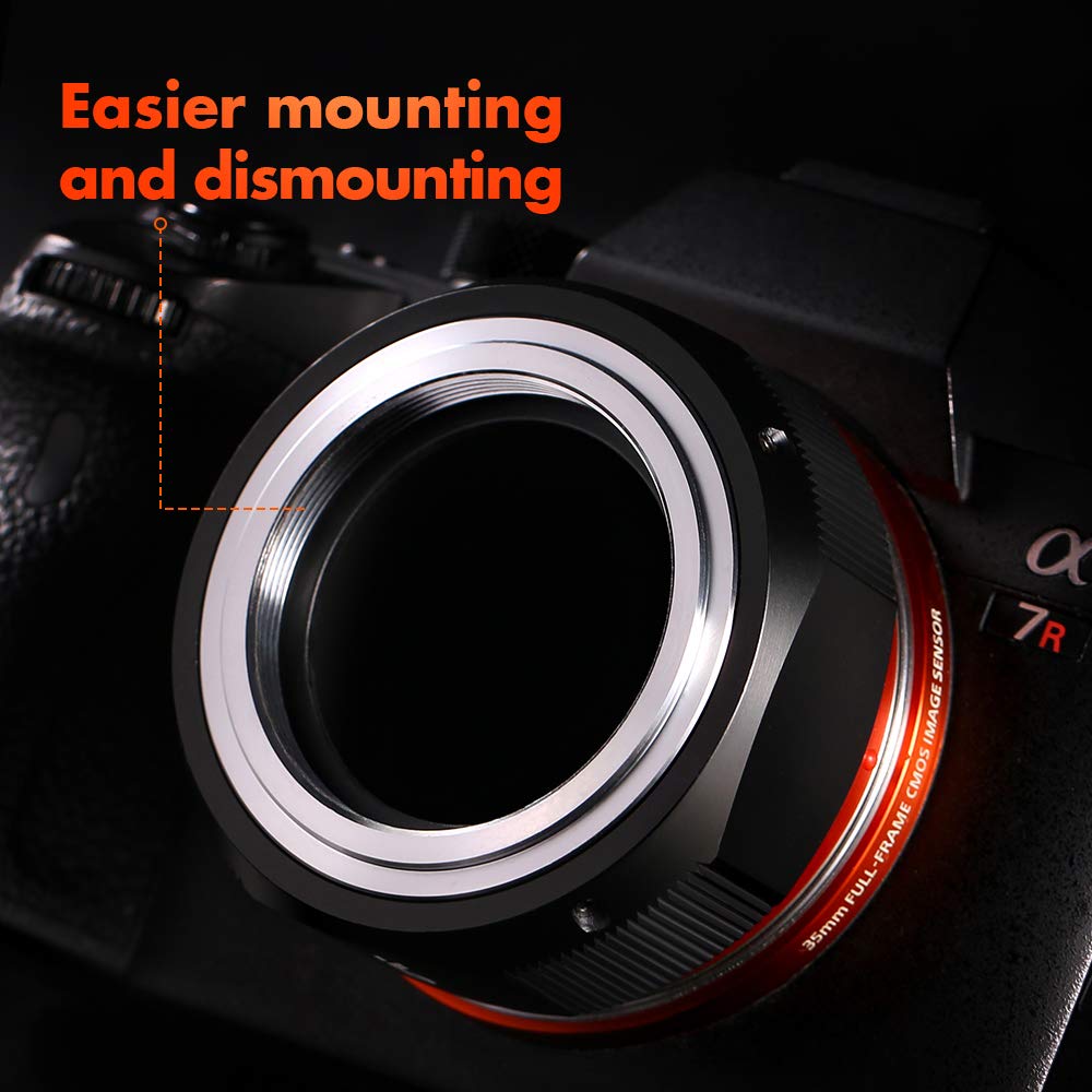 K&F Concept Lens Mount Adapter Comaptible For M42 Lens To Sony Nex Alpha E Mount Camera Compatible With Sony Alpha Nex 7 Nex 6 Nex 5N Nex 5 Nex C3 Nex 3 With Matting Varnish Design