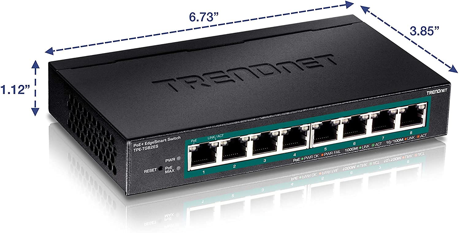 Trendnet 8 Port Gigabit Edgesmart Poe+ Switch 8 X Gigabit Poe+ Ports 64W Poe Power Budget Managed Poe+ Switch Wall Mountable Des