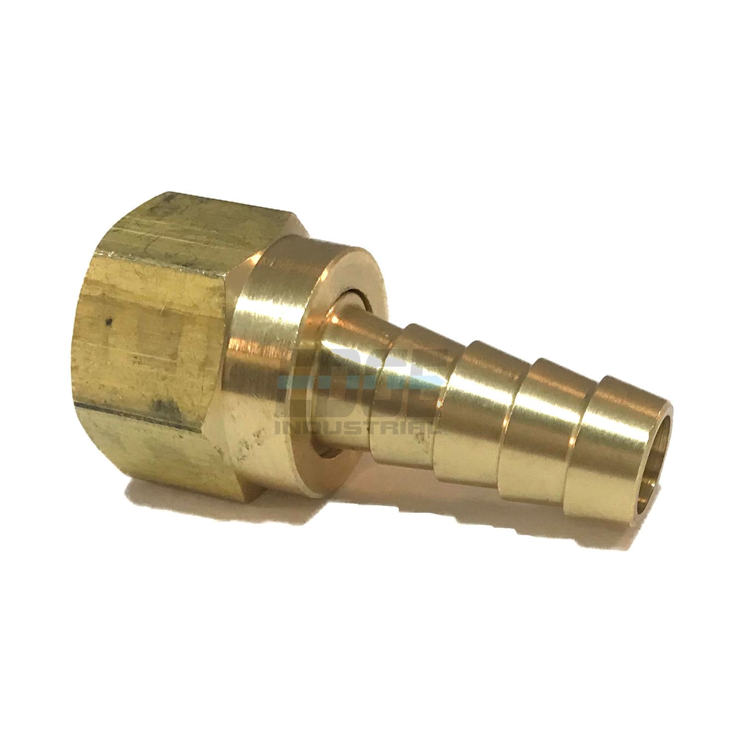 EDGE INDUSTRIAL 3/8 Hose ID to 3/8 45 Female SAE Flare Brass Swivel Connector Fuel/AIR/Water/Oil/Gas/WOG (Qty 01)