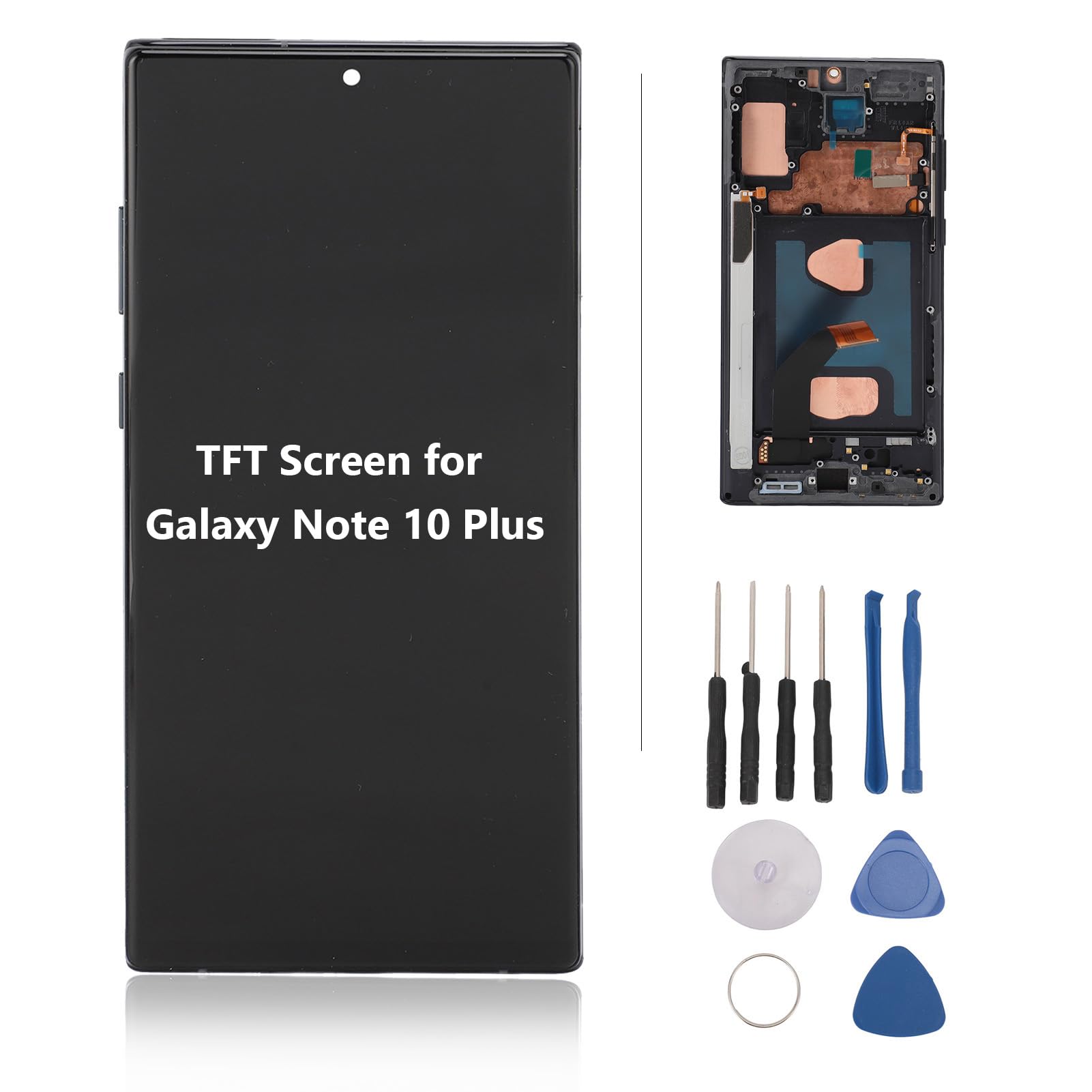 Tft Screen Replacement For Galaxy Note 10 Plus, Note 10 Plus Frame, Digitizer Assembly With Frame Repair Tools For Galaxy Note 1