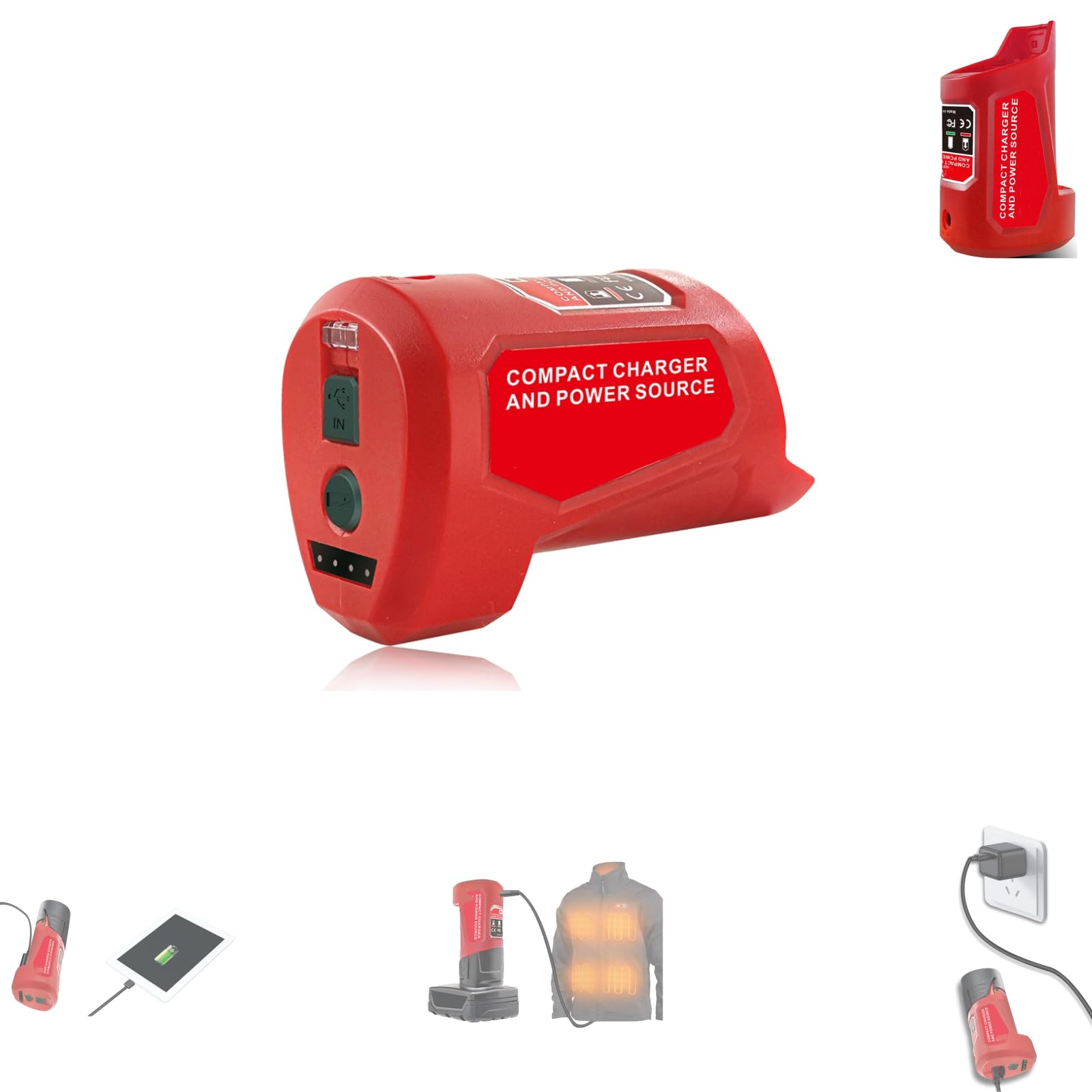 For M12 Battery Adapter, Replacement for Milwaukee 12V USB Power Source with USB Output for Mobile Phone, Type-C Input for M12 B