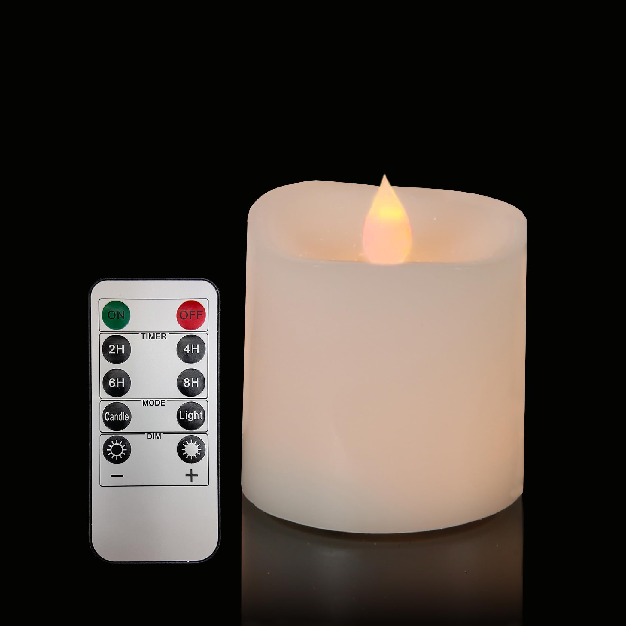 3x3 Flickering Flameless Candles Set of 1,3 inch Real Wax LED 600 Hours Battery Candles with Timer Remote,Control for Day Weddin