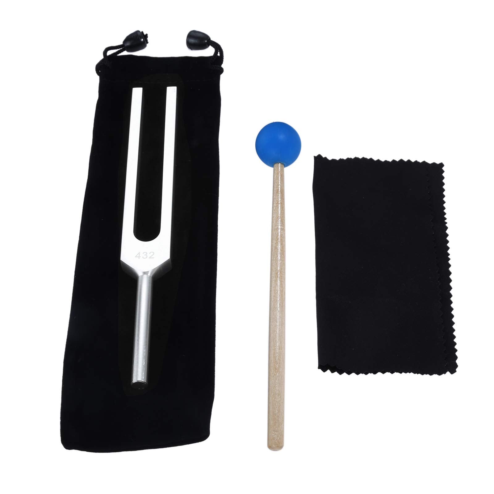 432 Hz Tuning Fork Set For Musical Instrument Chakra, Stress Alleviation, Relaxation   With Silicone Hammer Bag Cleaning Cloth