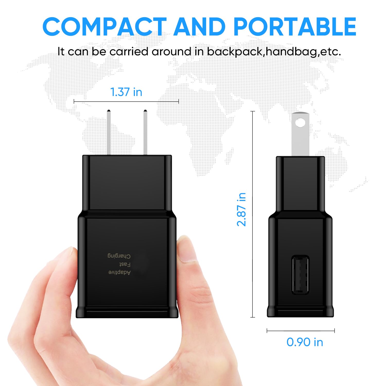 Adaptive Fast Charging Usb Wall Charger Adapter Compatible Samsung Galaxy S21 S20 S10 S6 S7 S8 S9 / Edge/Plus/Active, Note 5 8,