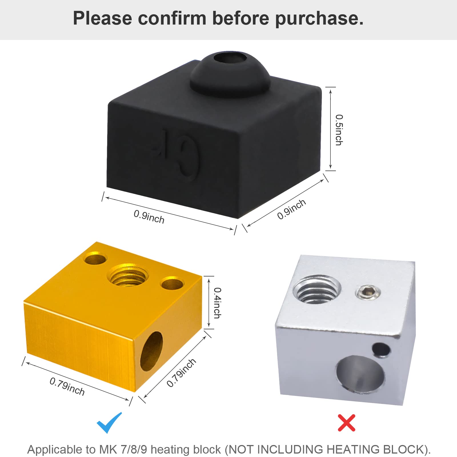 3D Printer Hotend Silicone Sock, 6 Pcs Heater Block Silicone Cover For Creality Ender 3/3 Pro/3 V2, Ender 5/5 Plus/ 5 Pro, Cr 10