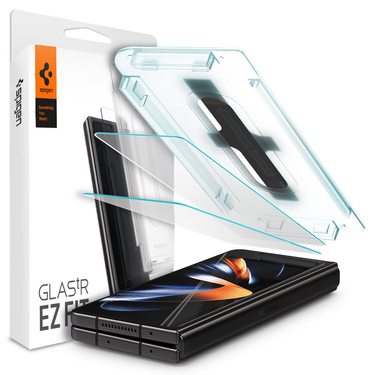 Spigen Tempered Glass Screen Protector Glastr Ez Fit] Designed For Galaxy Z Fold 4 2 Pack]