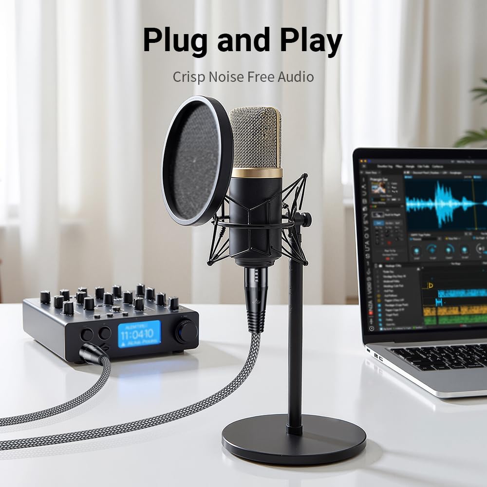 Riksoin Xlr Microphone Cable, 10Ft/3M Oxygen-Free Copper Male To Female 3-Pin Balanced Xlr Mic Cables, Nylon Braided Shielded Xl