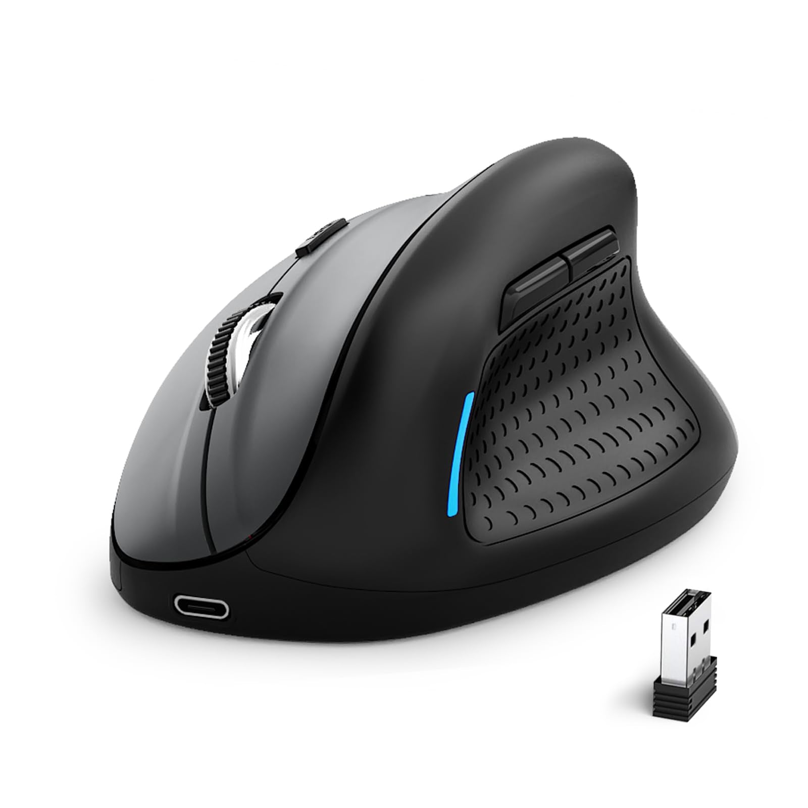 Ergonomic Mouse, E Yooso Wireless Vertical Mouse With 6 Buttons, 5 Adjustable Dpi Levels, Up To 4800 Dpi, 2.4G And Bluetooth Rec