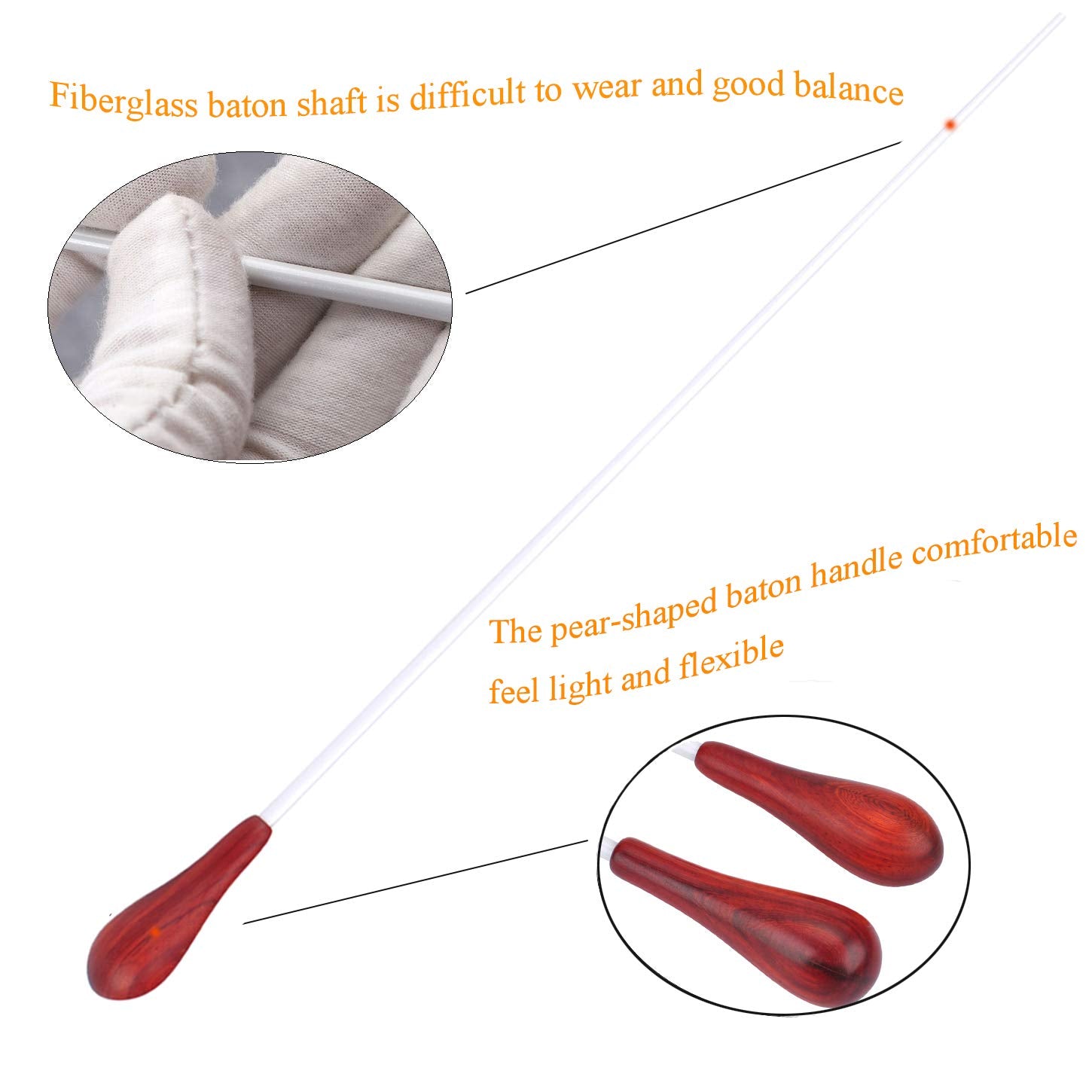 Music Band Conducting Baton Orchestra Baton Rosewood Handle Baton With Tube Case(Rosewood Handle)