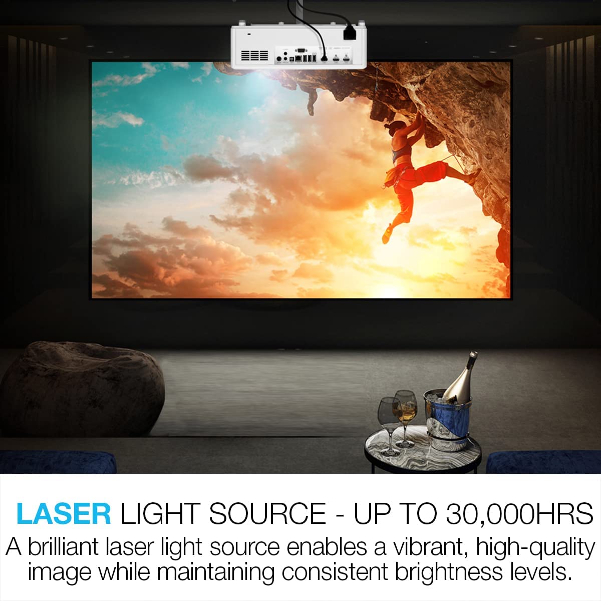 Optoma Uhz45 4K Uhd Laser Home Theater And Gaming Projector | 3,800 Lumens For Lights On Viewing | 240Hz Refresh Rate And Ultra Low 4Ms Response Time, White