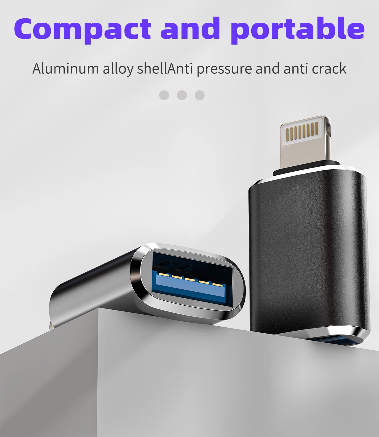 Iphone Otg Adapter Lightning Male To Usb Female Dongle(2Pack) For 14 13 12 11 Pro Max Xr X Xs Se 7 8Plus For Ipad Air Camera Car