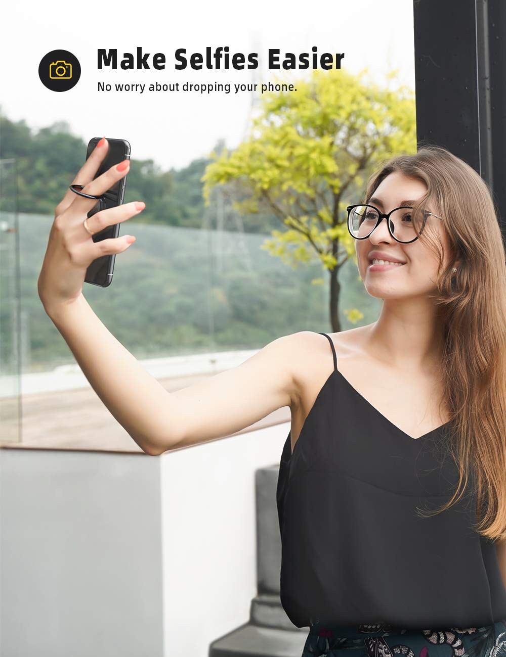 Phone Ring Holder Grip Stand   Lamicall [Matte Surface] [Polished Metal Ring] Finger Grip Kickstand, Work With Magnetic Car Moun