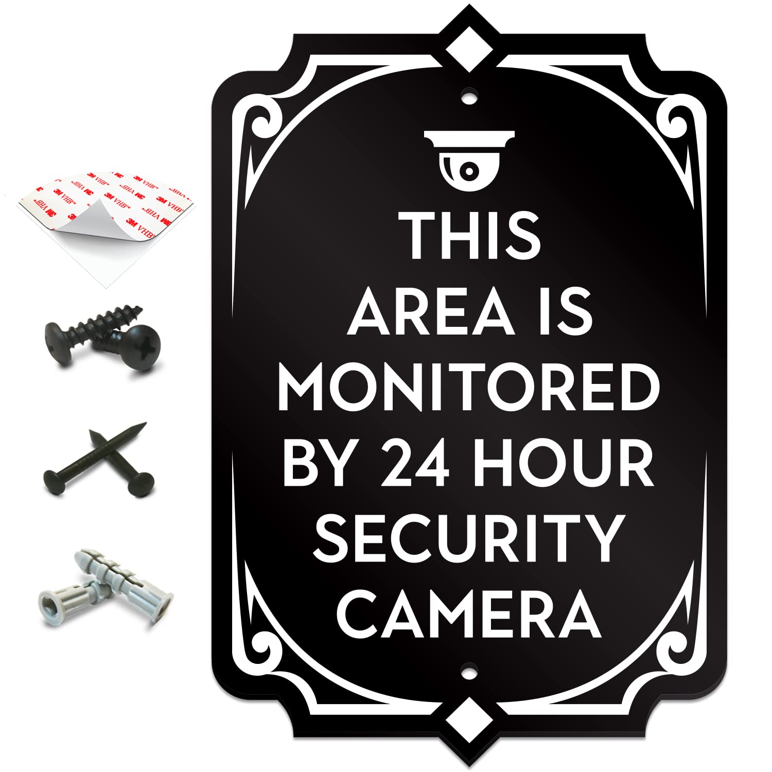 Signseries Security Door Signs   Polite Surveillance Warning, House Sign   Mounting Hardware Included, Easy Installation On Wall