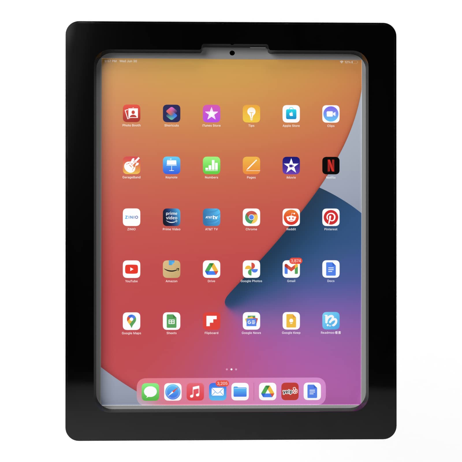 Tabcare Anti Theft Acrylic Vesa Enclosure For Apple Ipad Pro 12.9' 2018 2020 2021 With Free Wall Mount Kit & 90 Degree Angle Usb C Cable (Ipad Pro 12.9' 3/4/5, Black)