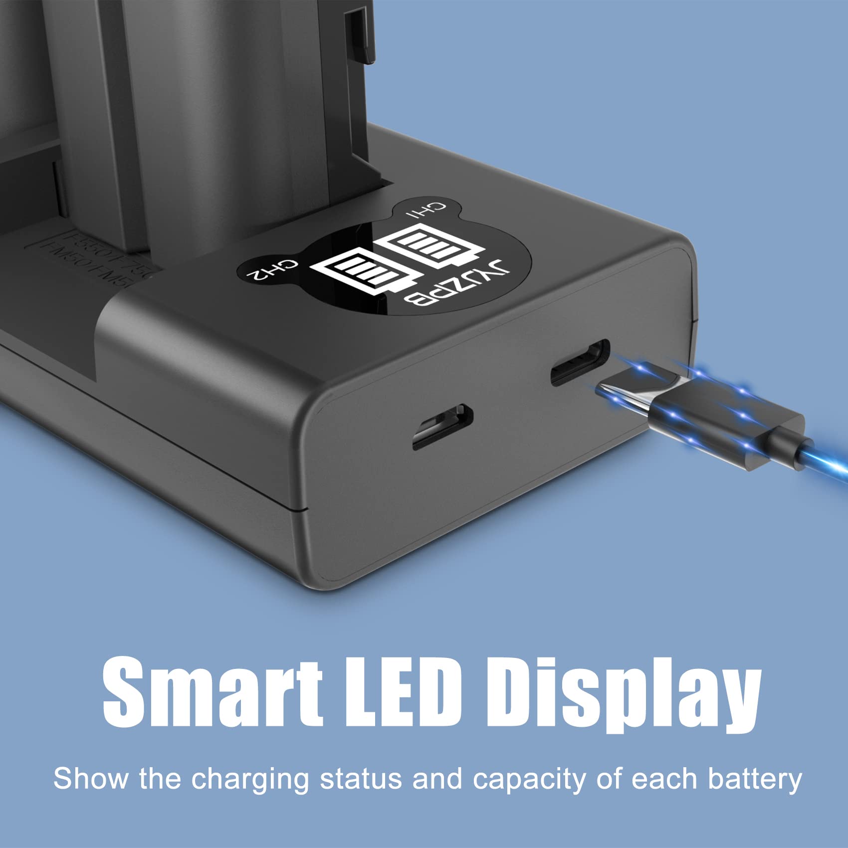 Jyjzpb 2 Pack Np F550 Batteries And Dual Charger Compatible For Sony Np F970 F750 F770 F960 F550 F530 F570 Ccd Sc55 Tr516 Tr716