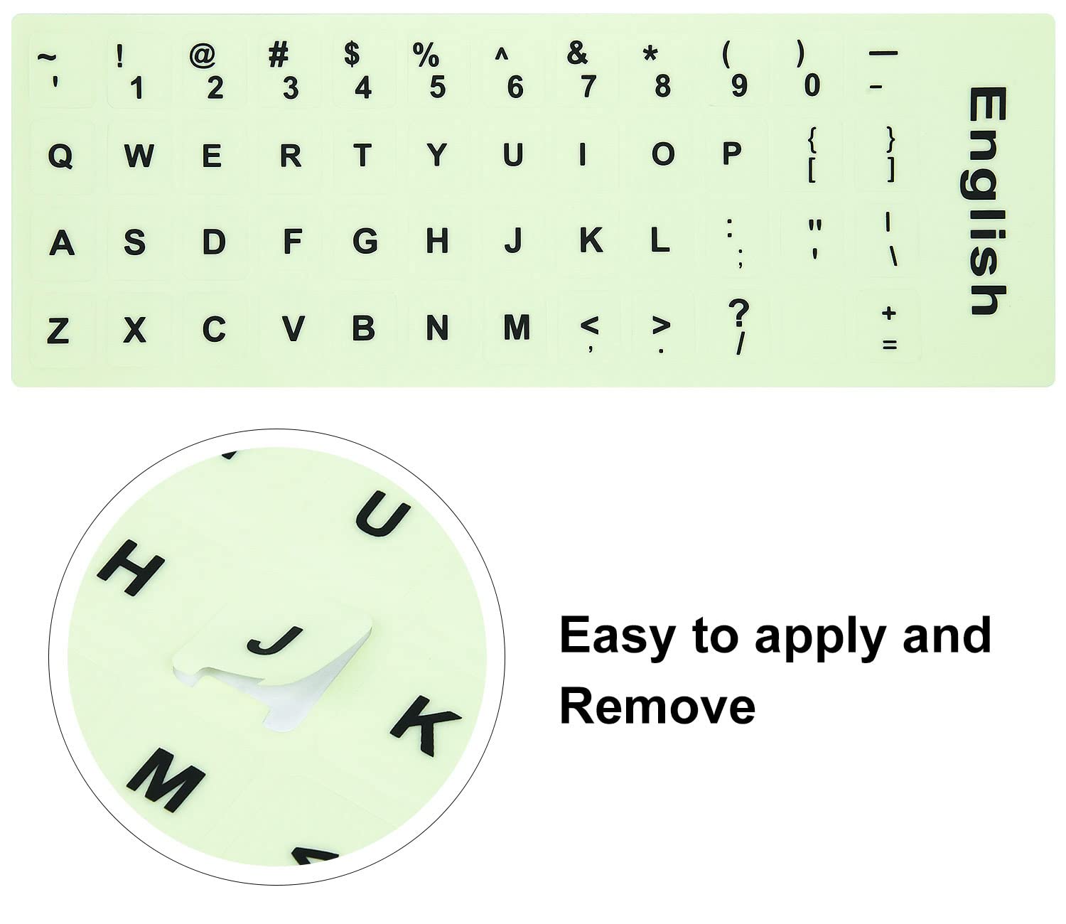 2Pcs Pack Universal English Keyboard Stickers Glow In The Dark, Keyboard Letters Stickers For Computer Laptop Notebook Desktop (