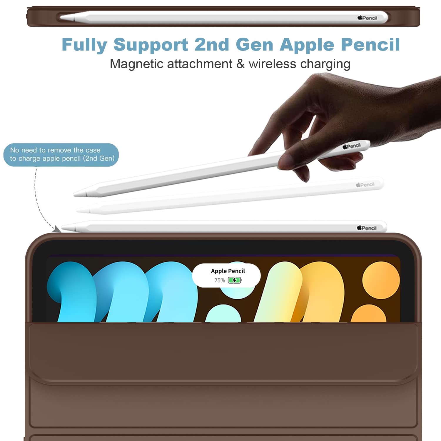 Imieet Ipad Mini 7 Case 2024 (A17 Pro), Ipad Mini 6 Case (8.3 Inch,2021 Model), Ipad Mini 7Th/6Th Generation Case With Pencil Holder, Trifold Stand Smart Case With Soft Tpu Back,Chocolate