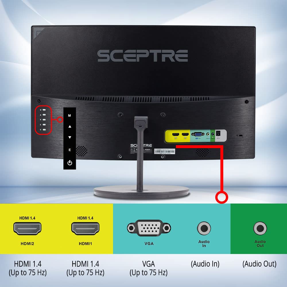 Sceptre Curved 24 '' 75Hz Professional Led Monitor 1080P 98% Srgb Hdmi Vga Build In Speakers, Machine Black 2021