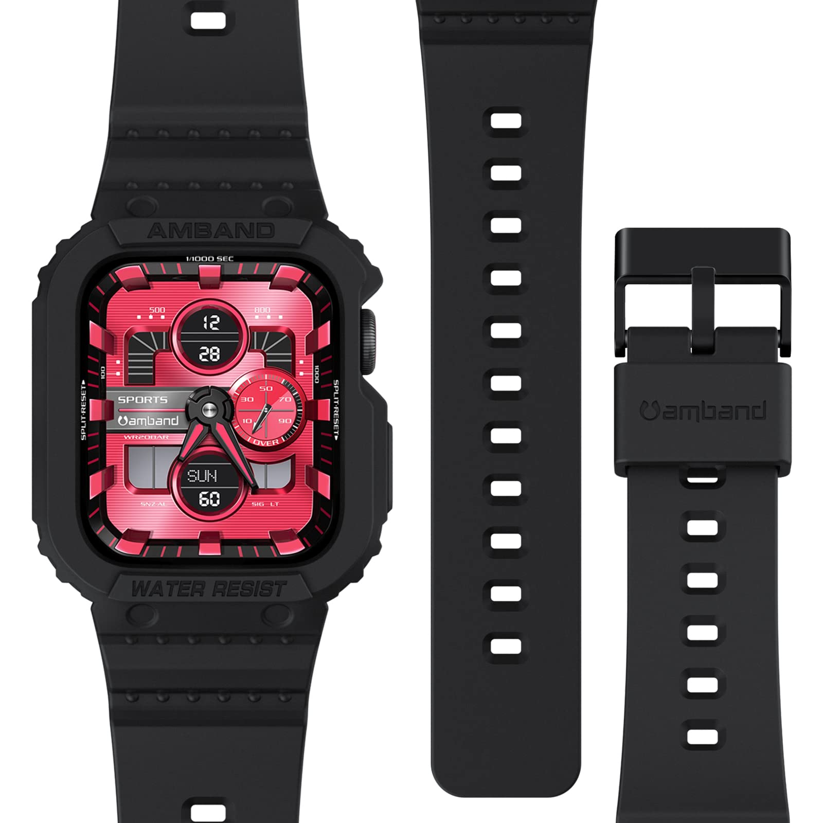 Amband Compatible For Apple Watch Band 41Mm 40Mm 38Mm With Bumper Case, Rugged Men Women Bands For Iwatch Se Se2Nd Series 9 8 7