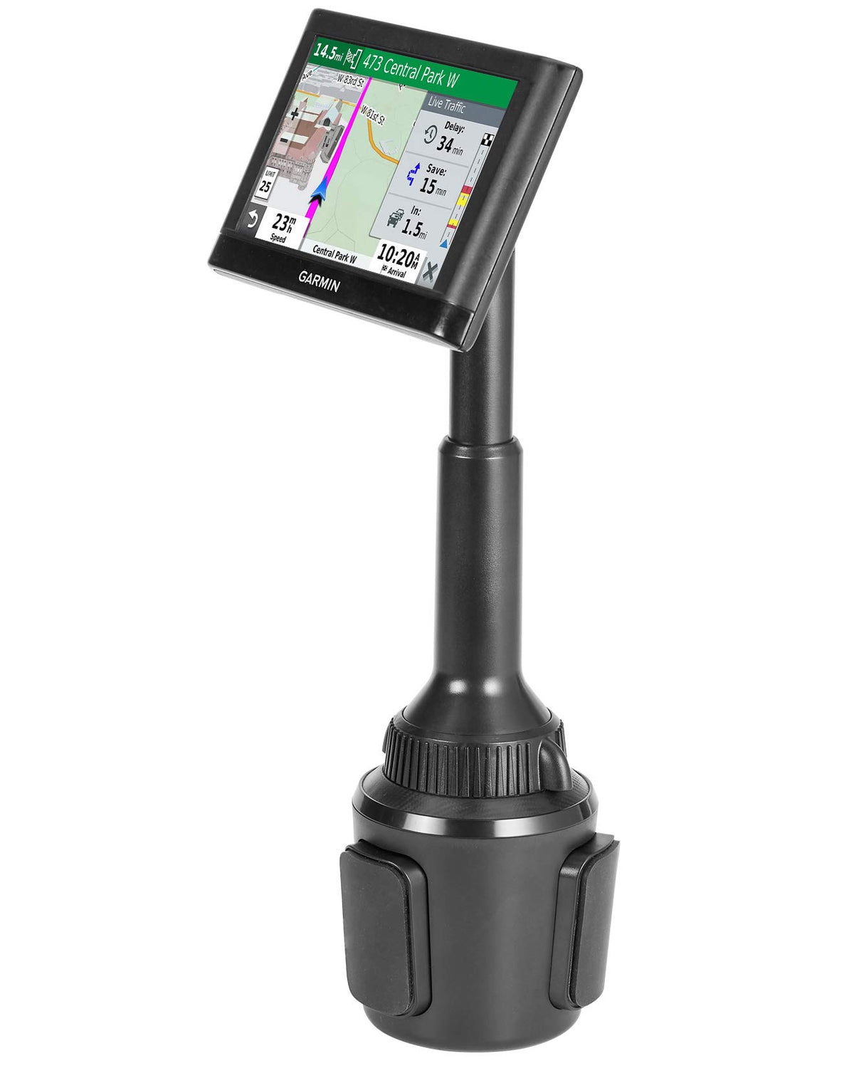 1Zero Solid Gps Cup Holder Mount For Garmin [Adjustable Arm], Replacement Car Truck Cupholder Ball Mount Compatible With Garmin Nuvi Drivesmart Rv Dezl Drive Zumo Driveassist Driveluxe Navigator