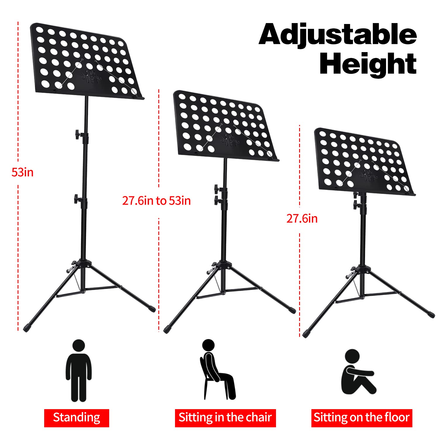 1/2/3 Pack Sheet Music Stand, Adjustable Music Stand With Carrying Bag, Professional Music Book Holder Music Sheet Clip Holder F