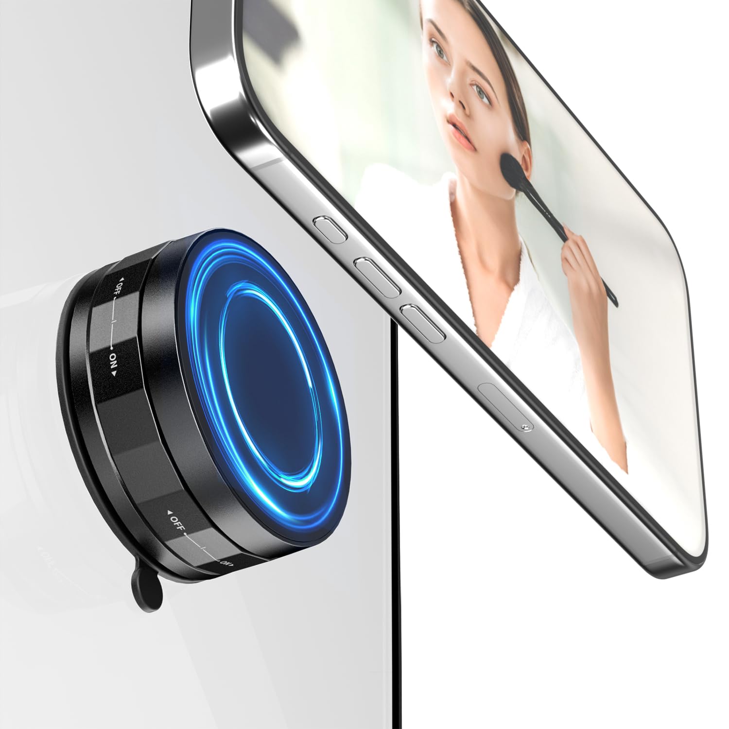 Imluckies Magnetic Shower Mirror Phone Holder, Vacuum Suction Cup Phone Mount Compatible With Magsafe Iphone, Portable Mini Stan