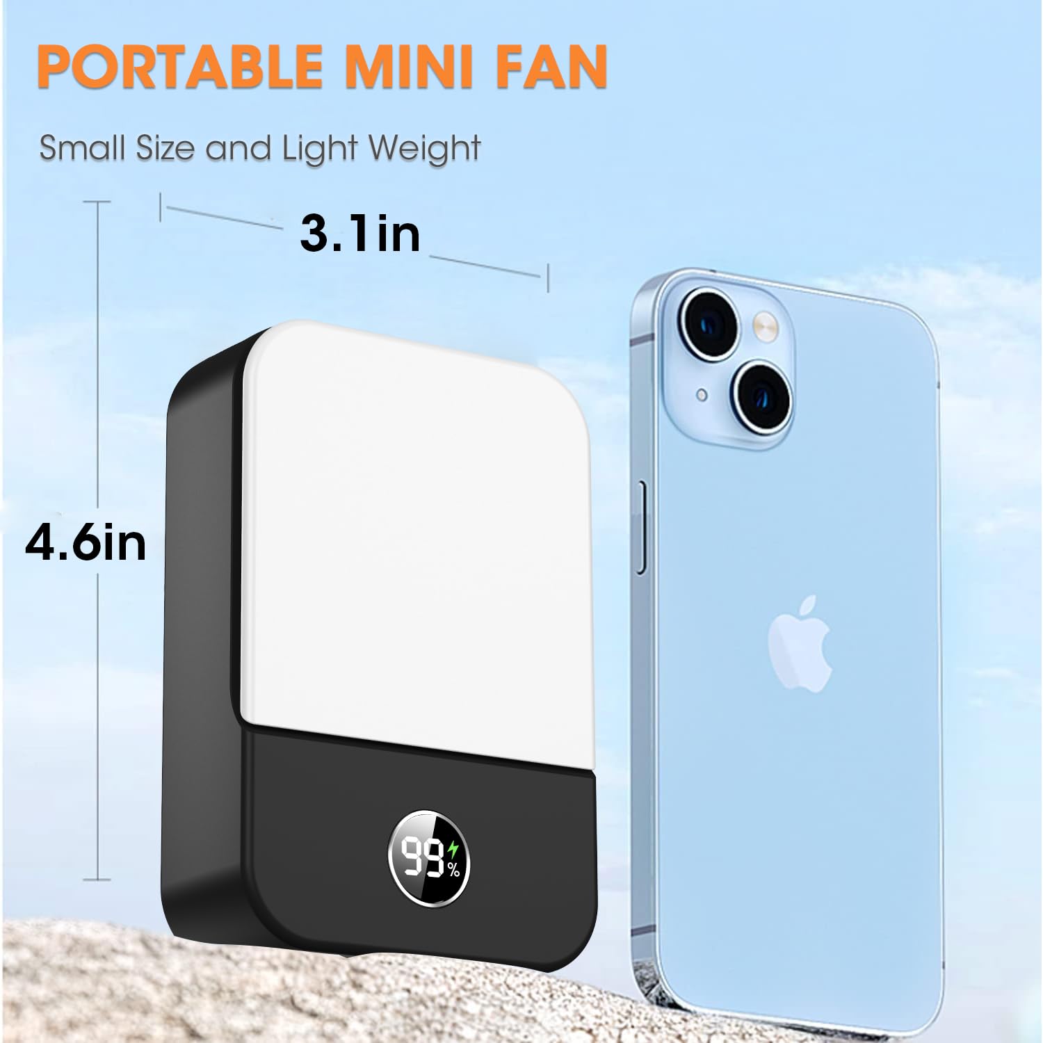 Andwing Portable Neck Fan Rechargeable, Mini Fan Handheld With Waist Clip 3 Speed Adjustable, Leafless Personal Fan For Home Off