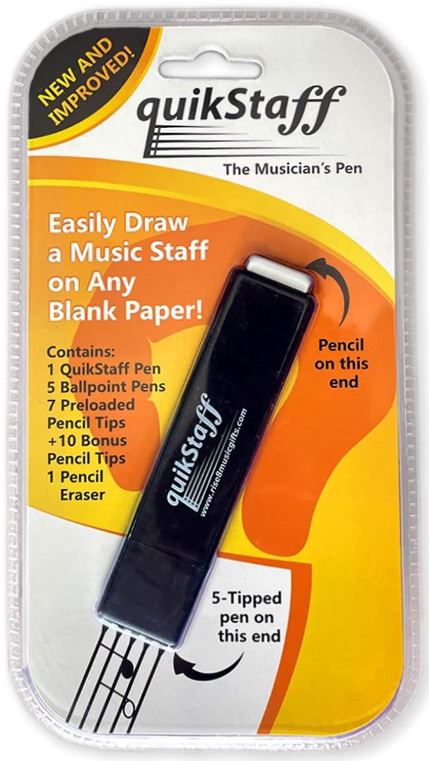 Quikstaff Musicians Pen   Draws A 5 Line Music Staff On Any Blank Paper Updated