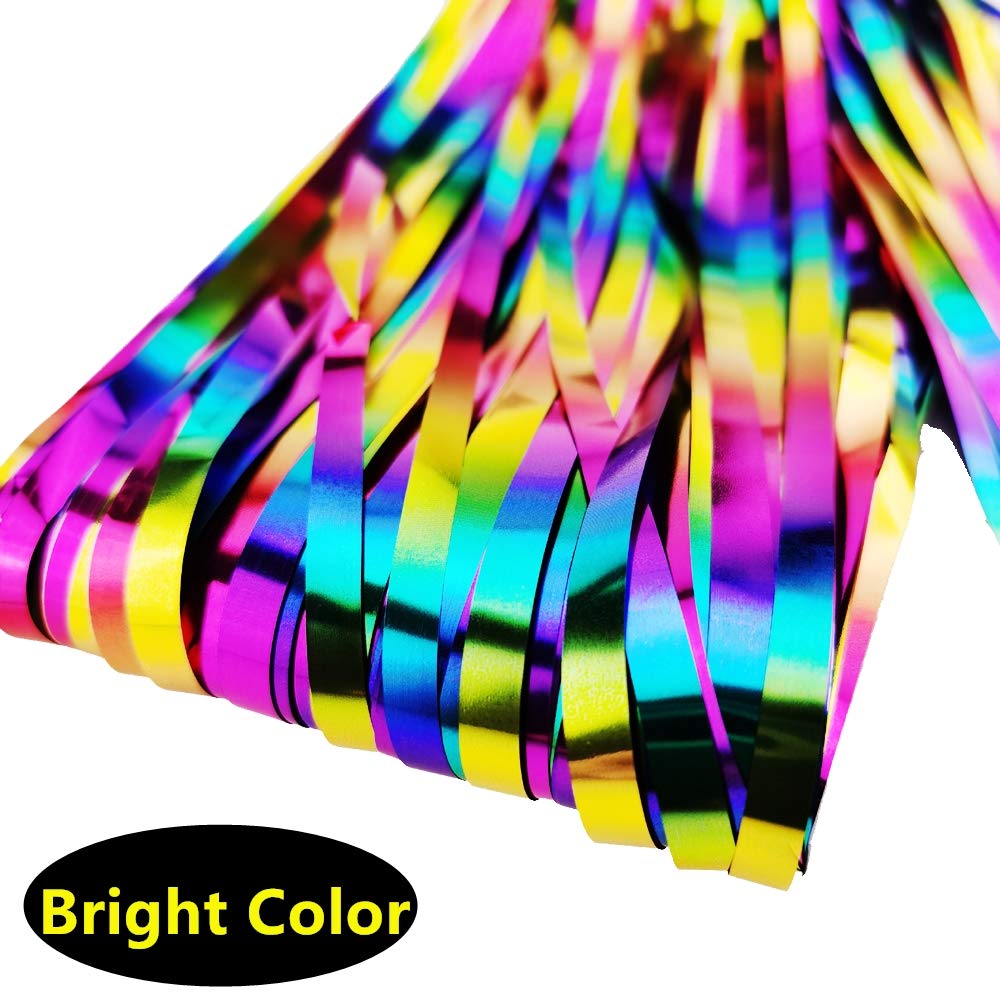 2 Packs Rainbow Party Decorations, Rainbow Foil Fringe Curtain Neon Backdrop Metallic Tinsel Photo Booth Props For Birthday Gay