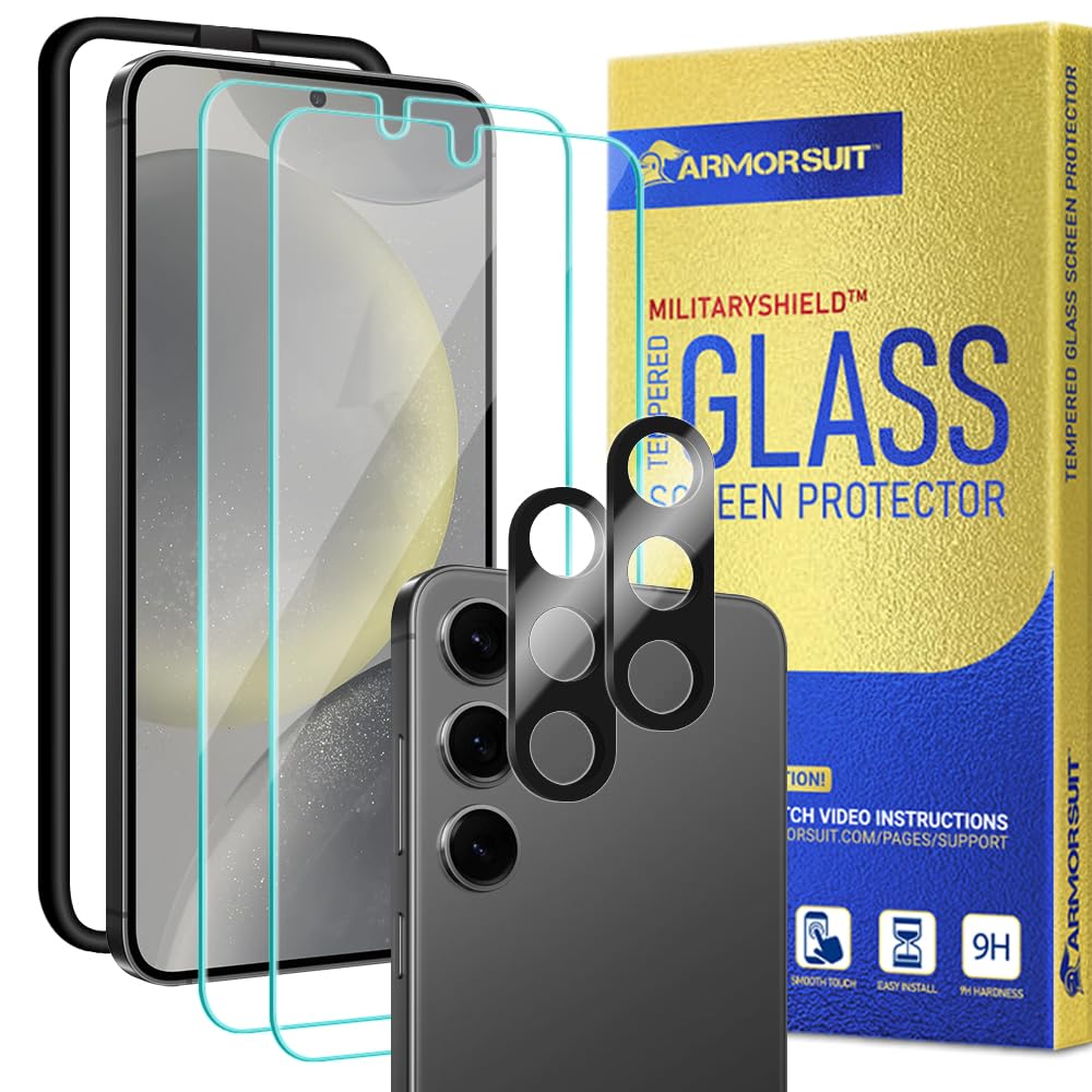 Armorsuit 2+2 Pack For Samsung Galaxy S24 (6.2'') Tempered Glass Screen Protector + Lens Protector Case Friendly 9H Militaryshie