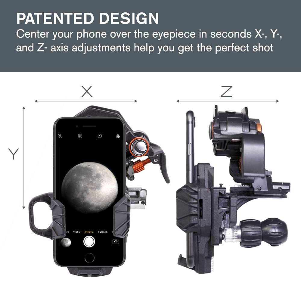 Celestron - Nexyz Dx Kit - 3-Axis Universal Smartphone Adapter - Digiscoping Smartphone Adapter - Bluetooth Shutter Release Remo