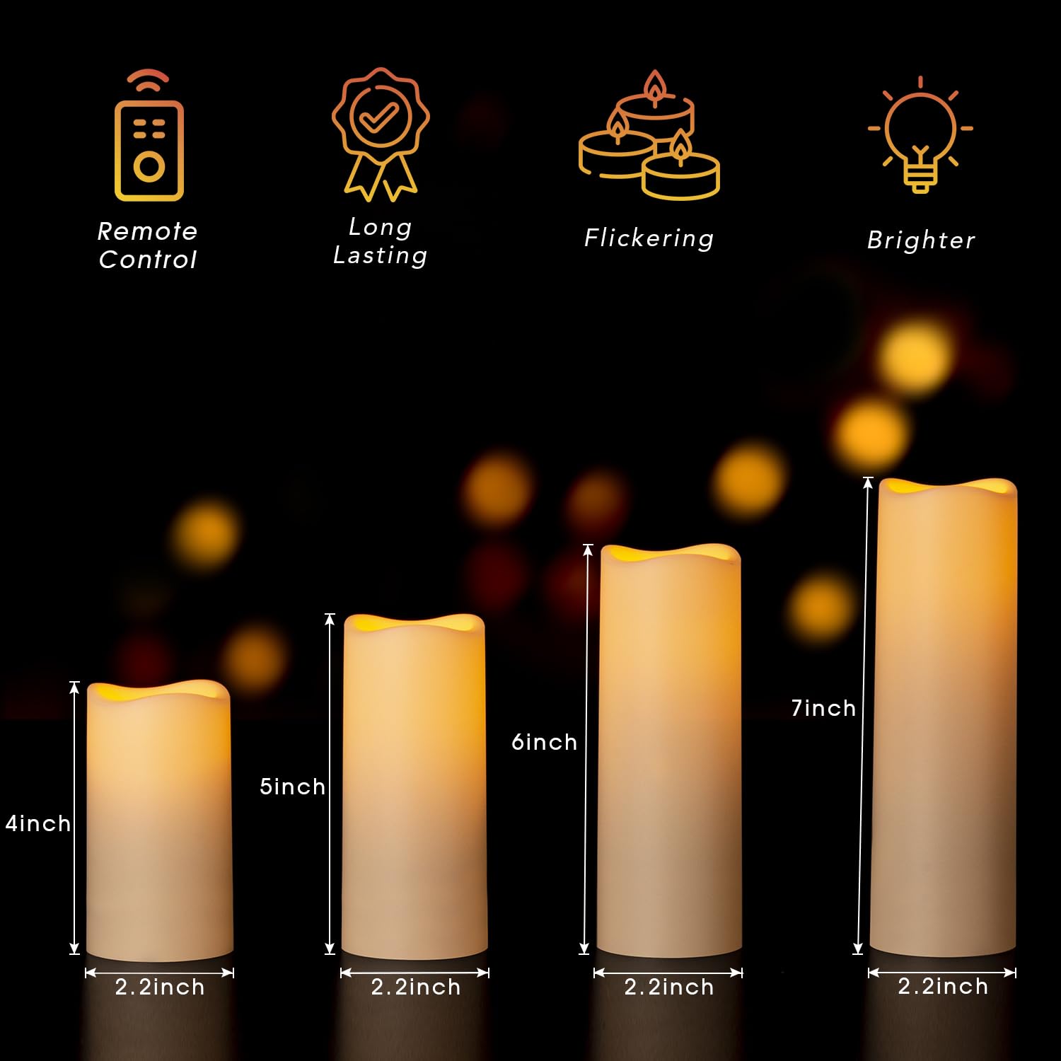 Anjaylia Flameless Candles Led Candles Battery Operated Candles With Flickering Flame 4'' 5'' 6'' 7'' Pack Of 12, Remote Control