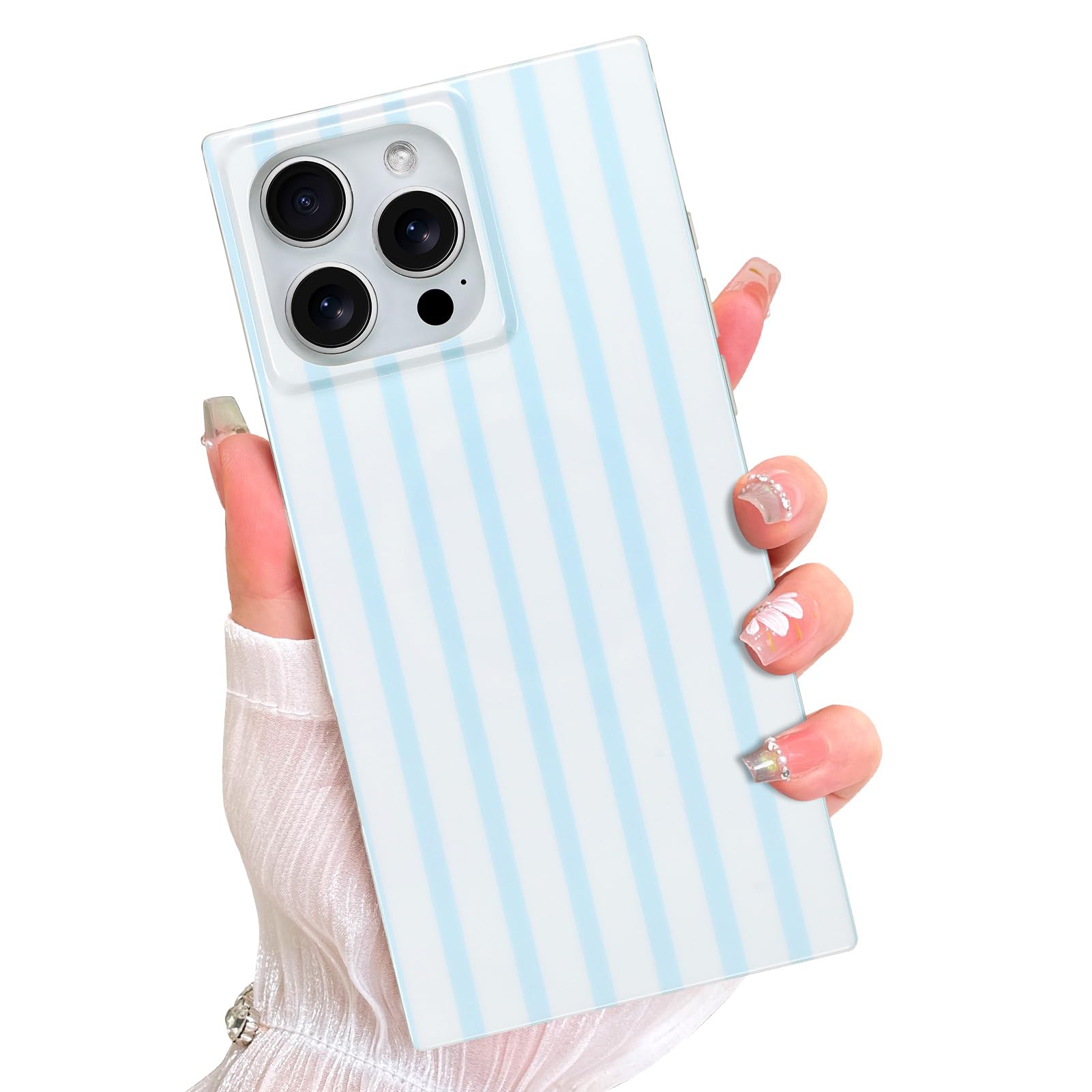 AIGOMARA Magnetic Rectangle for iPhone 15 Pro Max Case, Compatible with Magsafe, Cute Vertical Stripes Design for Women Girls, S