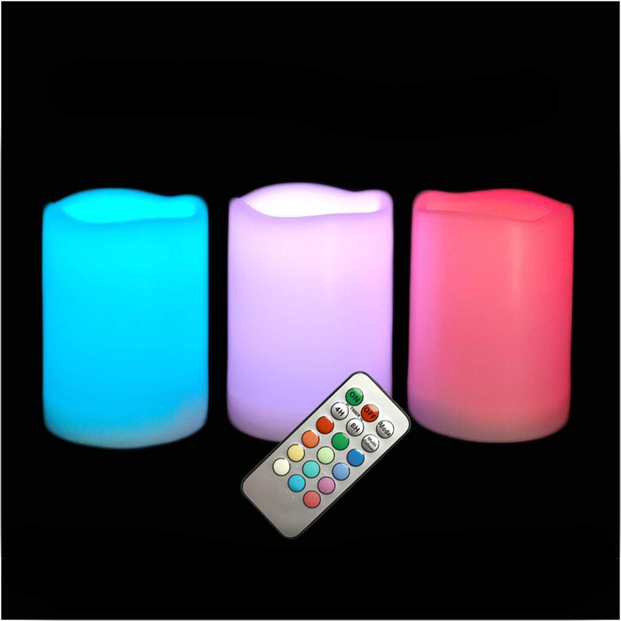Outdoor Waterproof Color Changing Flameless Led Pillar Candles With Remote Battery Operated Plastic Decorative Multi Color Light