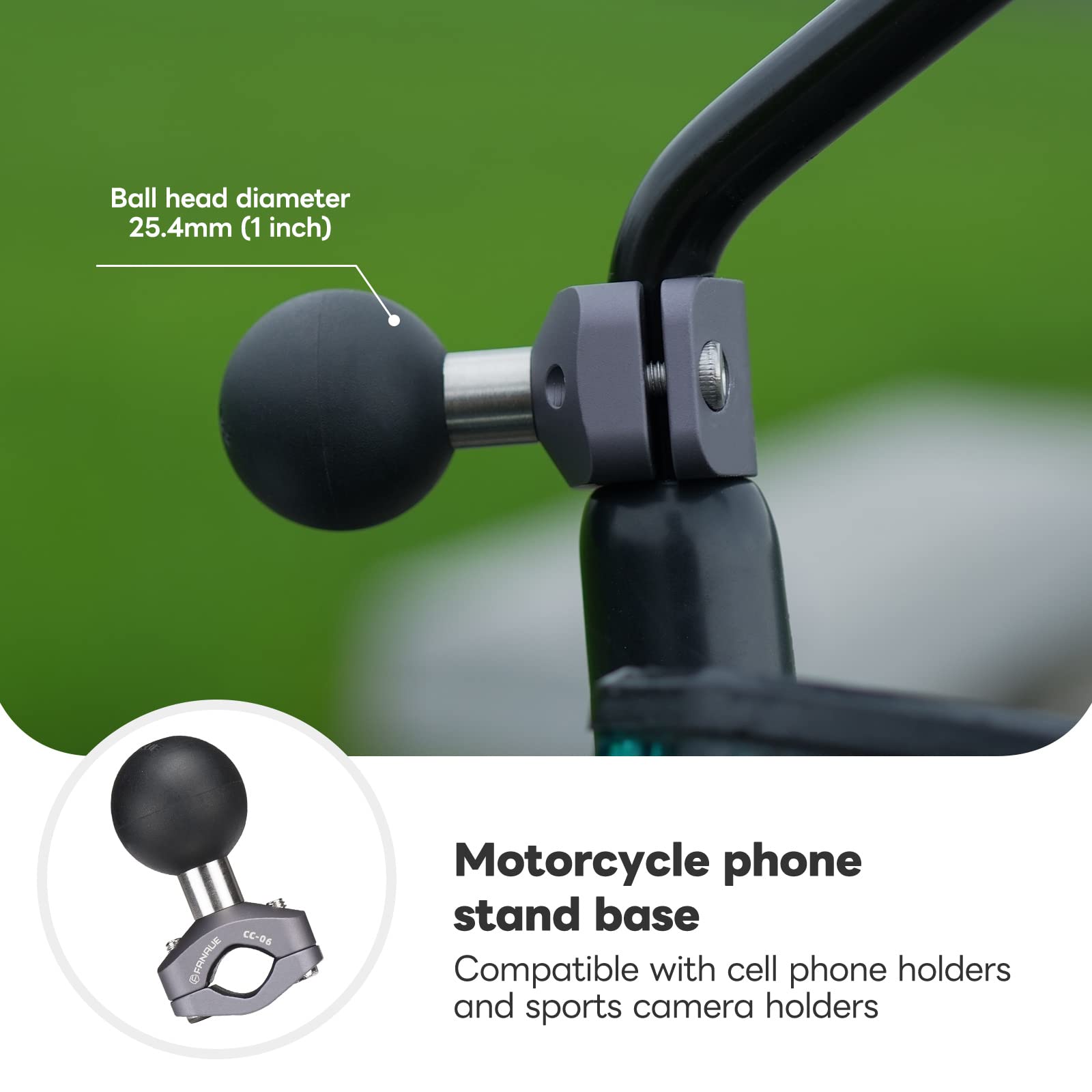 Fanaue Cc 06 Aluminum Handlebar Clamp Mount U Bolt Base Compatible With Ram Mounts B Size 1 Inch Ball Head Double Socket Arm & B