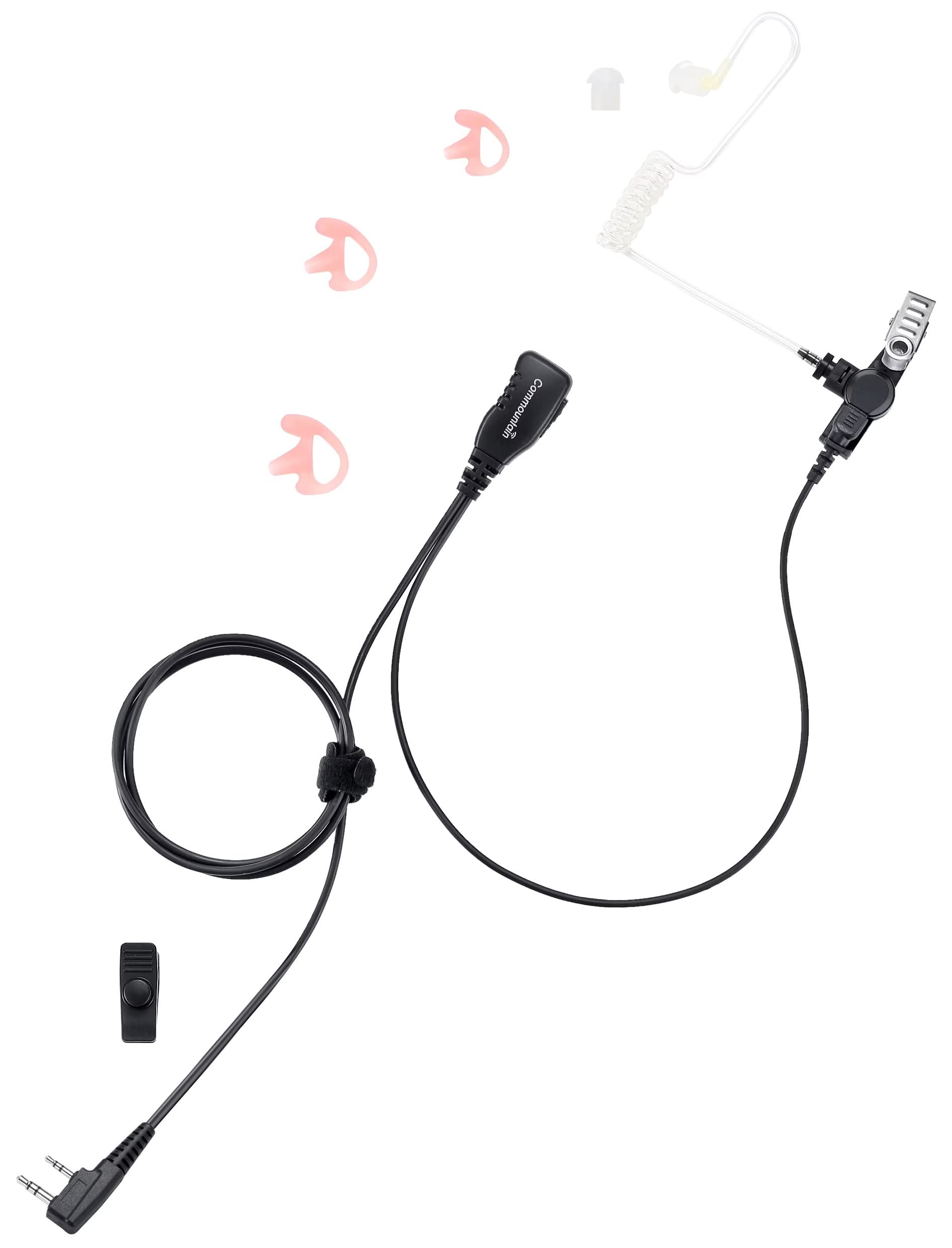 Commountain Earpiece With Ptt/Mic Compatible For Kenwood Baofeng Samcom Btech Retevis Walkie Talkies Radios And Bf F8Hp Uv 82Hp Uv 5R Uv82 Uv82C Uv5X3 Tk Nx, Acoustic Tube Headset, 2 Pin Style