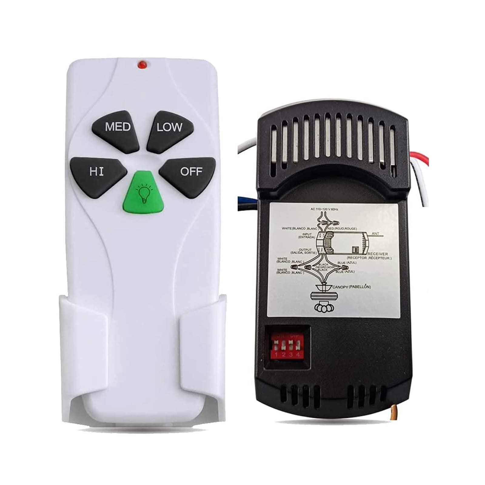 Universal Ceiling Fan Remote Control And Receiver Kit With Dimmer For 3 Speed Ceiling Fan Replacement For Hampton Bay Harbor Bre