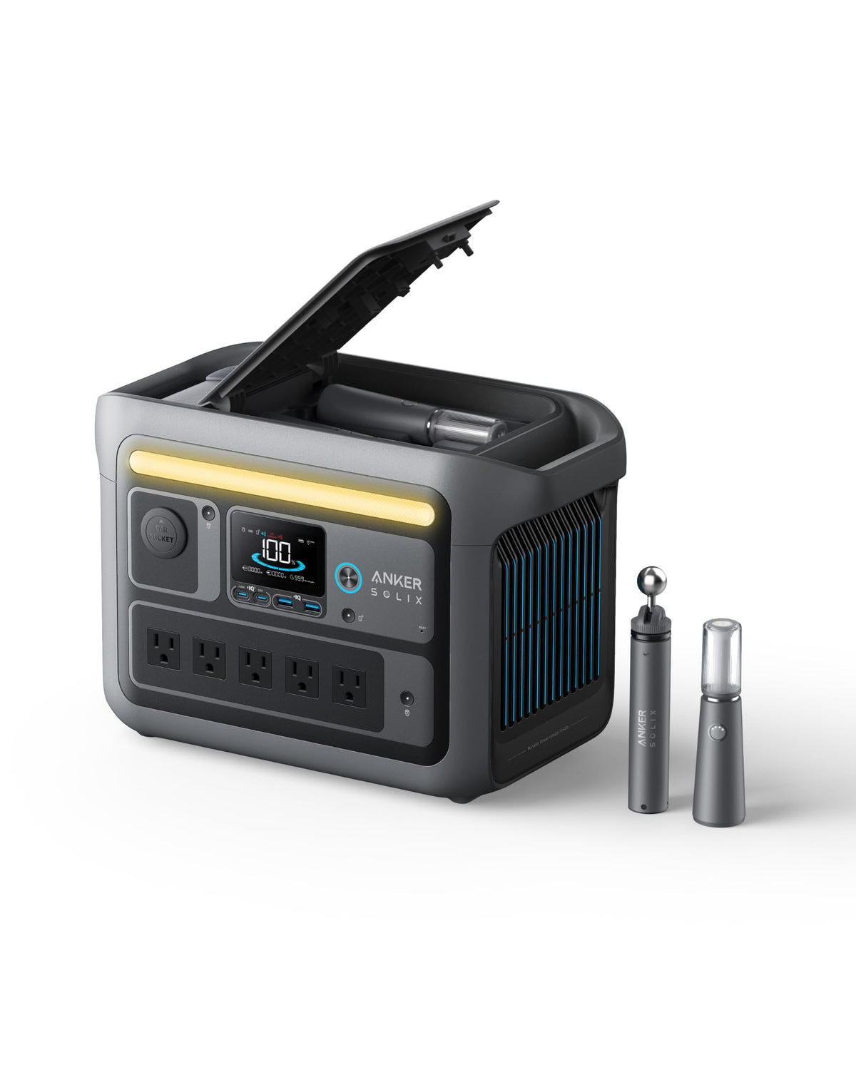Anker Solix C800 Plus Portable Power Station, 1200W (Peak 1600W) Solar Generator With Camping Lights, 768Wh Lifepo4 Battery For