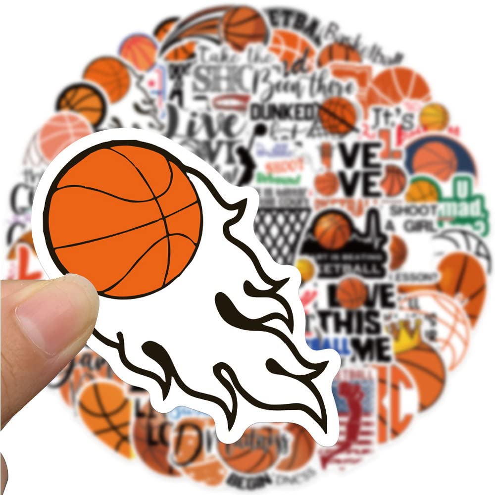 Twstyfal Basketball Stickers 50Pcs Sports Trash Talk Stickers Variety Vinyl For Water Bottle, Skateboard,Refrigerator,Hydro Flas