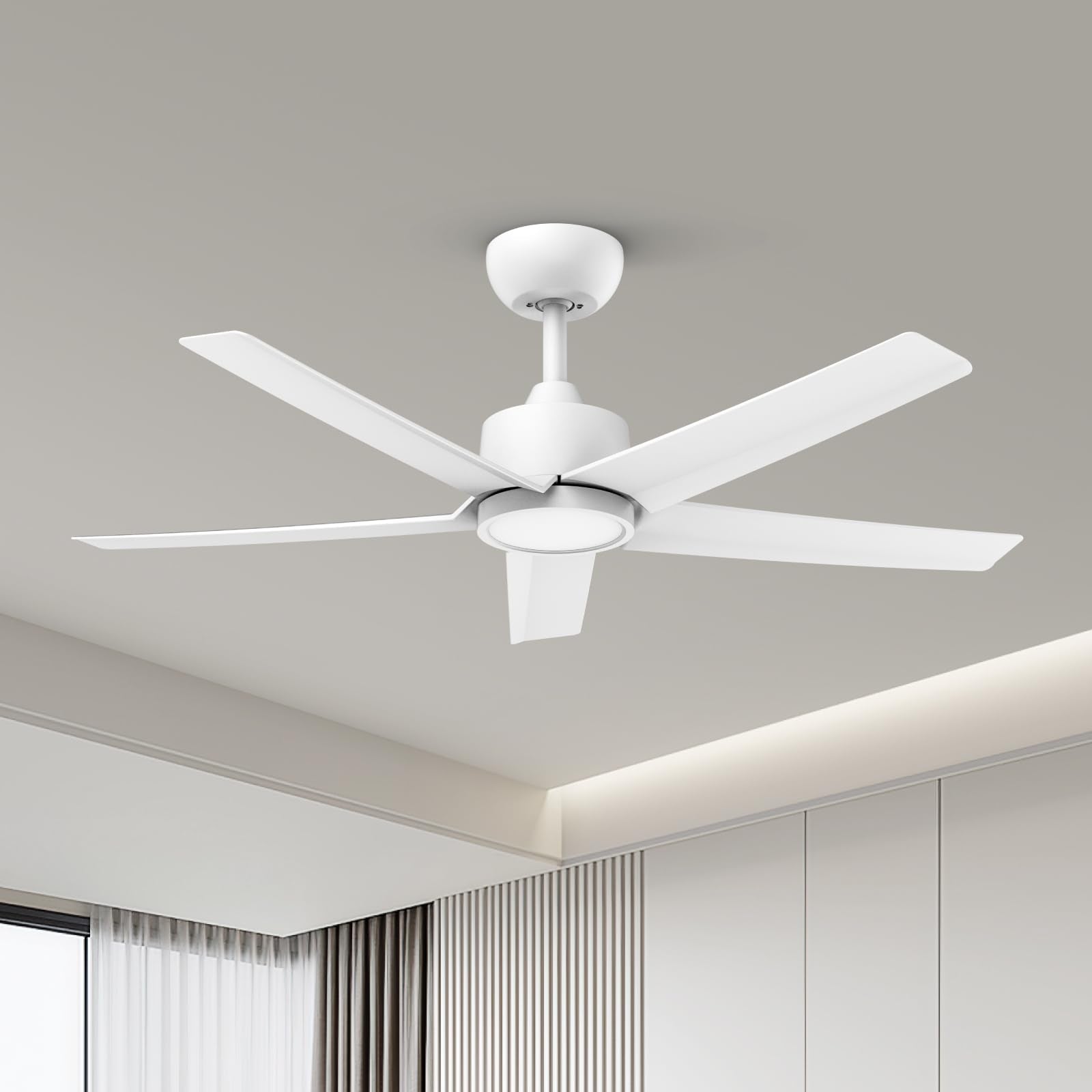 ocioc 44 Ceiling Fans with Lights,White Ceiling Fan with Light and Remote,Reversible Airflow,6 Speeds,Timer,Dimmable,Modern Ceil