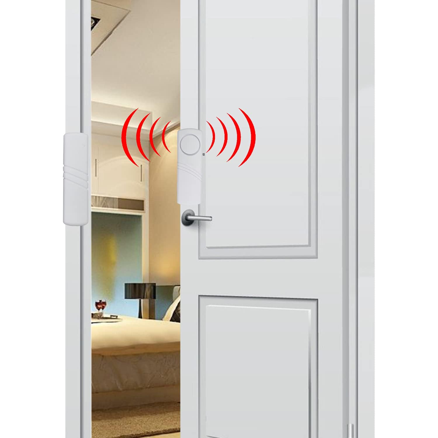 4 Pack Wireless Door Window Alarm, Magnetic Burglar Alert Sensor, Loud 90Lb Door Alarms For Kids Safety, Diy For Home Security,