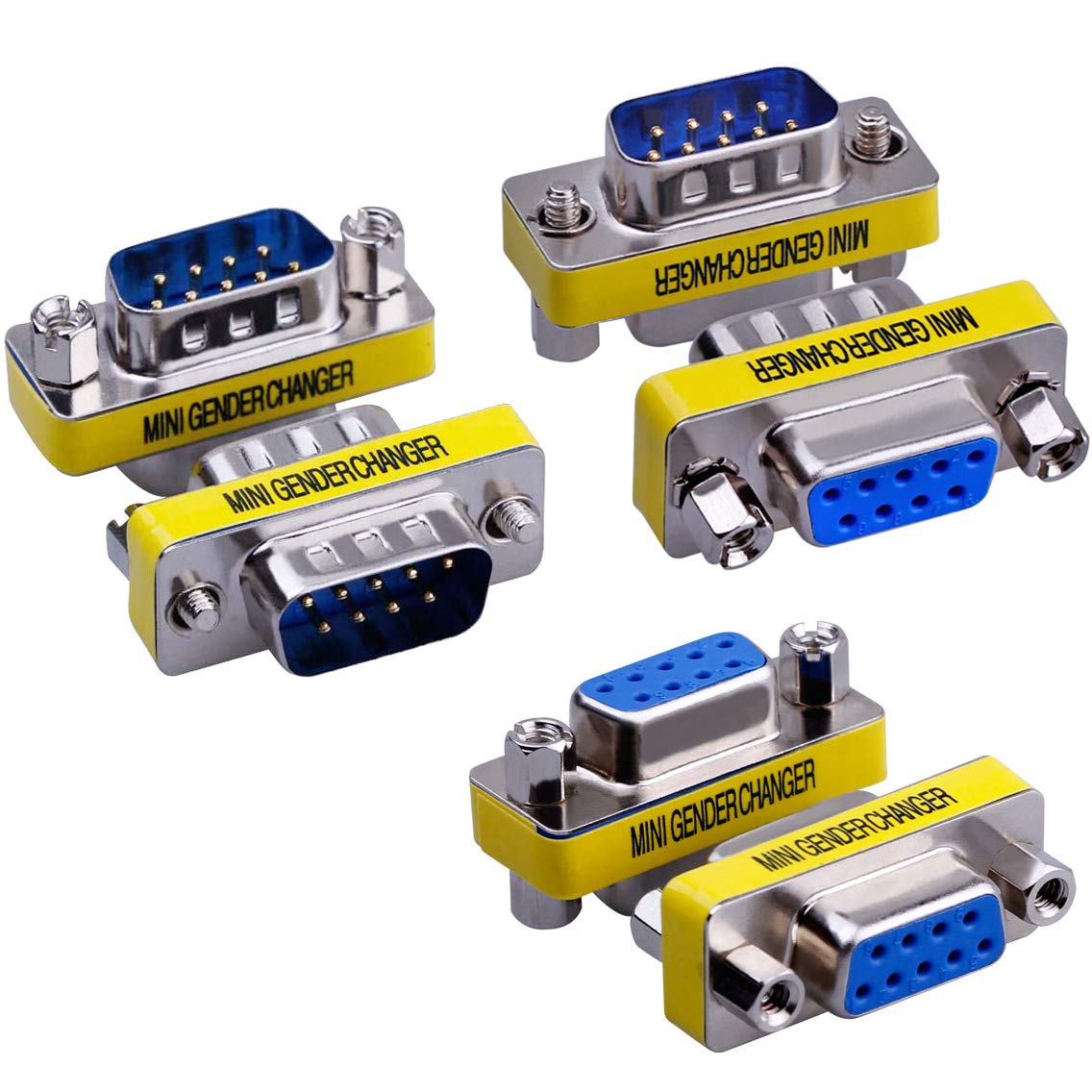 Warmstor 6 Pack Rs232 9 Pin Serial Adapter Db9 Female To Female Coupler Db9 Female To Male Connector Db9 Male To Male Mini Gender Changer