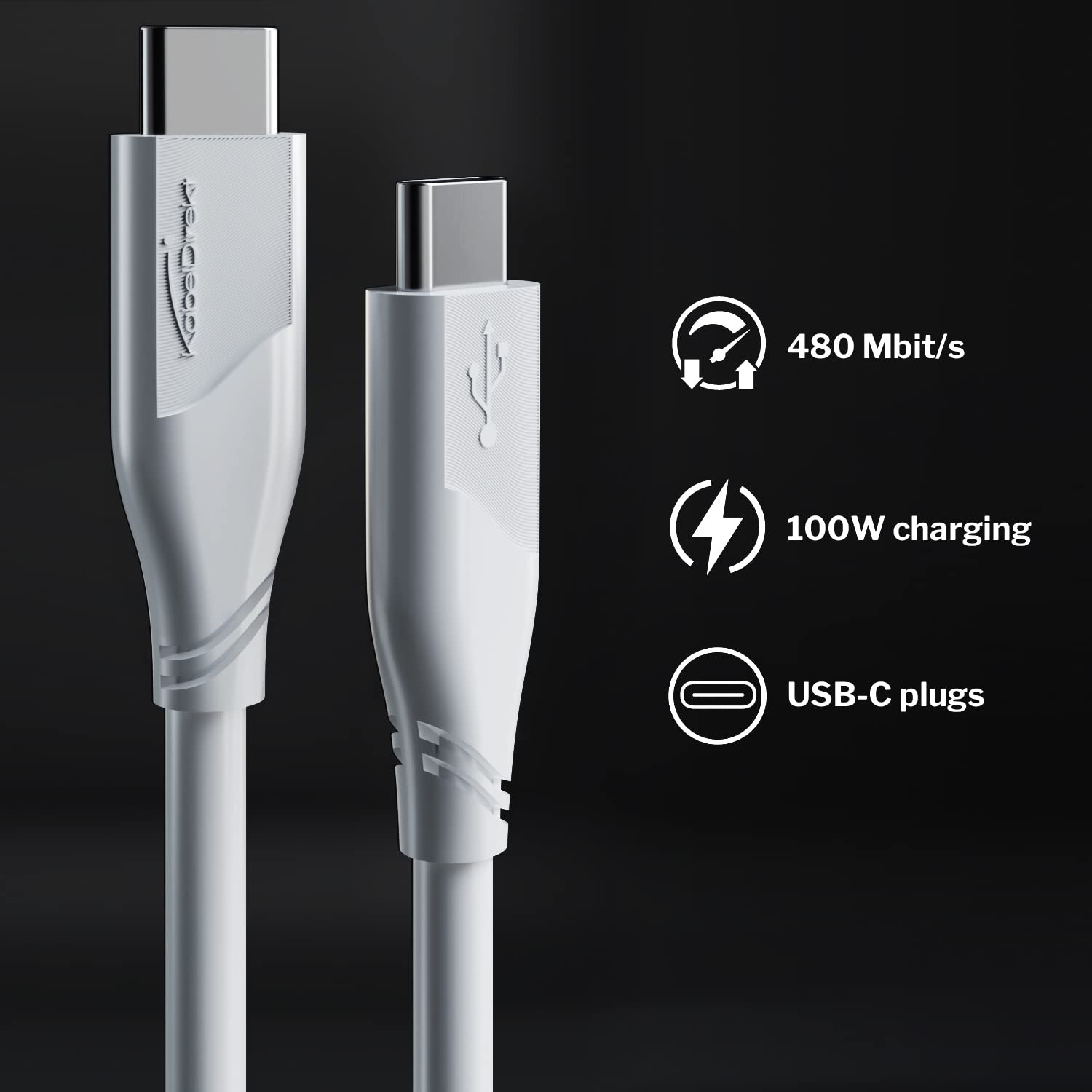 Kabeldirekt � Flexible Fast Charging Usb C Cable, Usb 2.0 � 3Ft (100W Of Charging Power For Smartphones/Laptops With Power Delivery 3, Ultra Flexible & Robust, Works As A Charging/Data Cable, White)