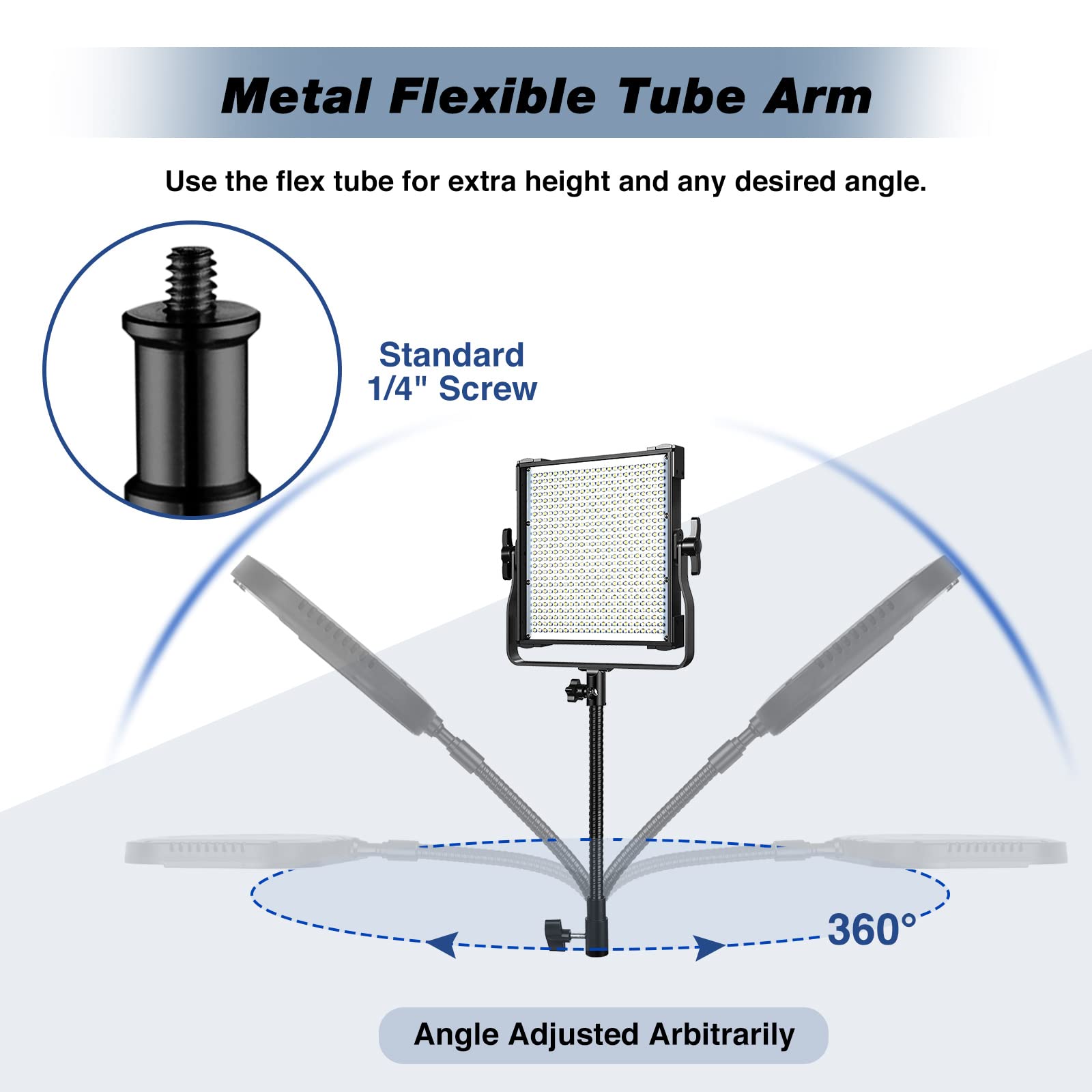 Ifongsh 51''/130Cm Adjustable Wall Mount Triangle Boom Arm With 9.8''/25Cm Metal Flexible Tube Arm, Support 180 Rotation For Rin