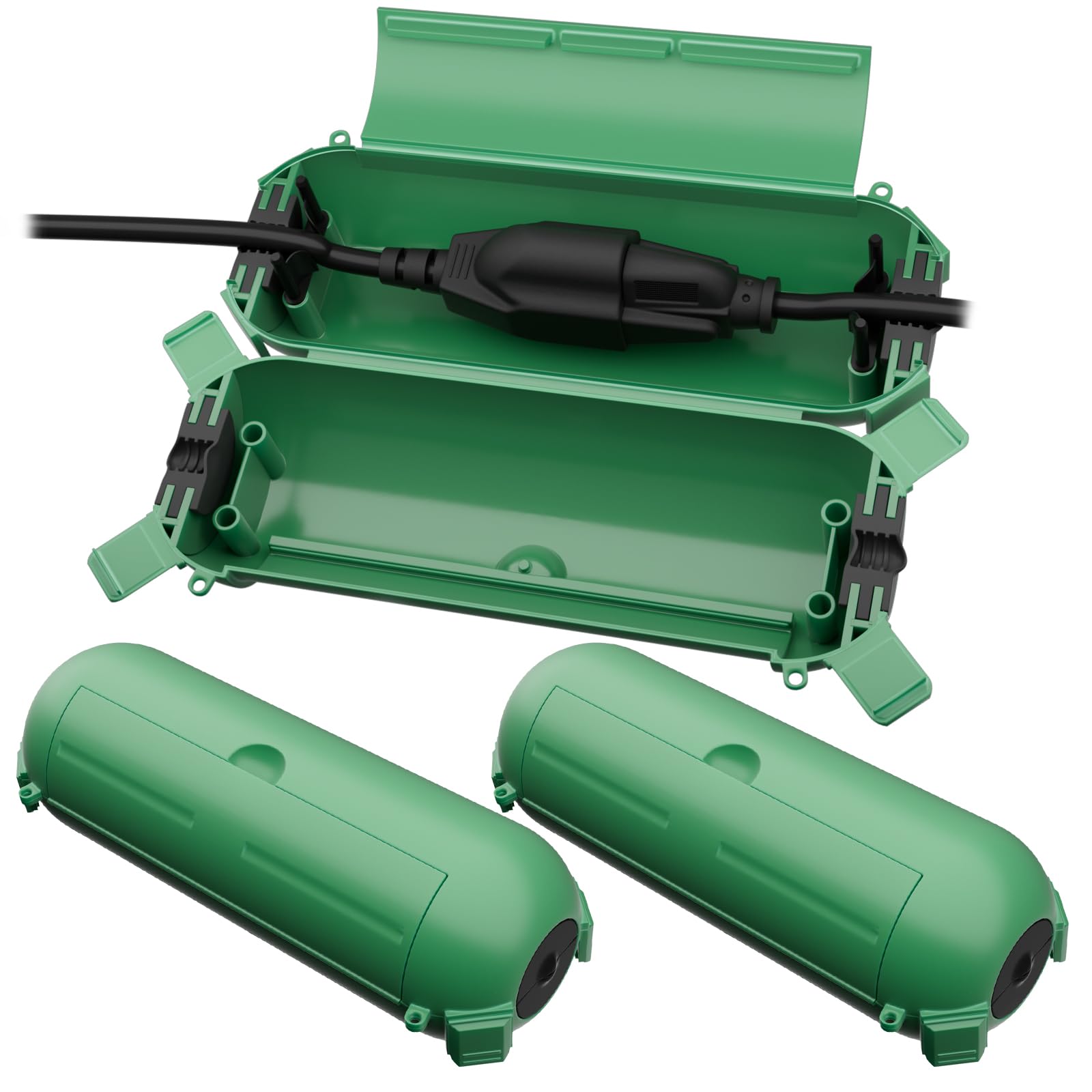 [3 Pack] Flemoon Outdoor Extension Cord Safety Cover, Ip44 Weatherproof Electrical Box To Protect Outdoor Outlet, Plug, Socket, Halloween, Christmas Holiday Decoration Light, Green