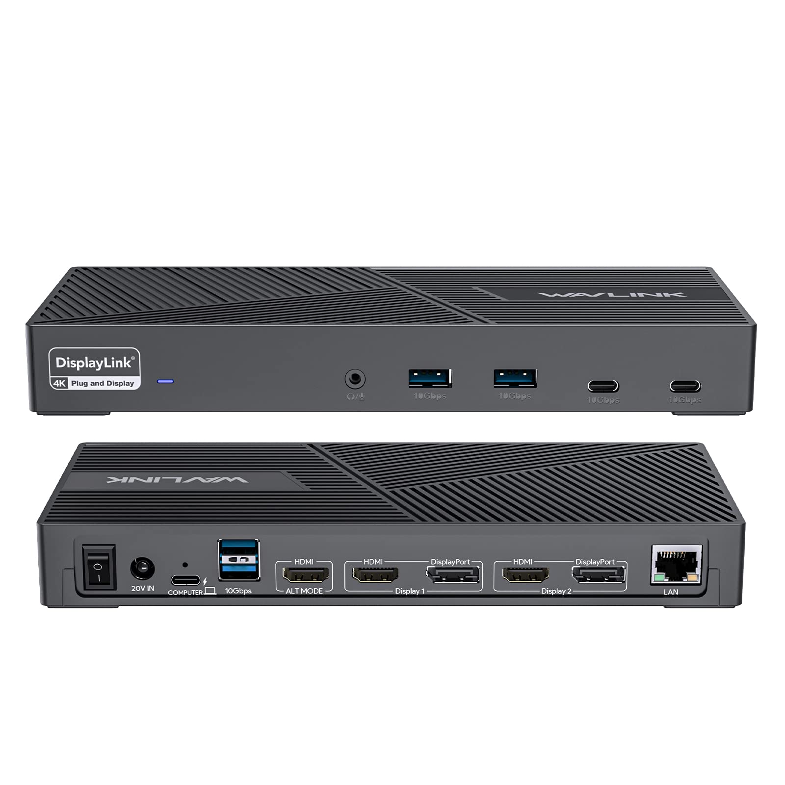 Wavlink Displaylink Docking Station Triple Monitor 4K@60Hz For 3 Monitors, 100W Charging For Thunderbolt 4/3, Usb C M1 M2 M3 M4 Mac/Windows/Chrome   3 Hdmi, 2 Dp, 6 Usb Ports, 160W Power, Lan, Audio