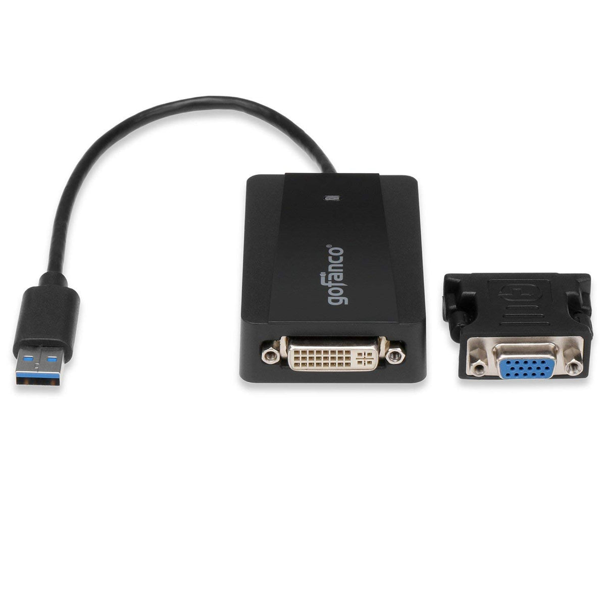Gofanco Usb 3.0 To Dvi Video Graphics Adapter For Multiple Monitors   Up To 2048X1152 For Windows And Macos, Displaylink Chip, I