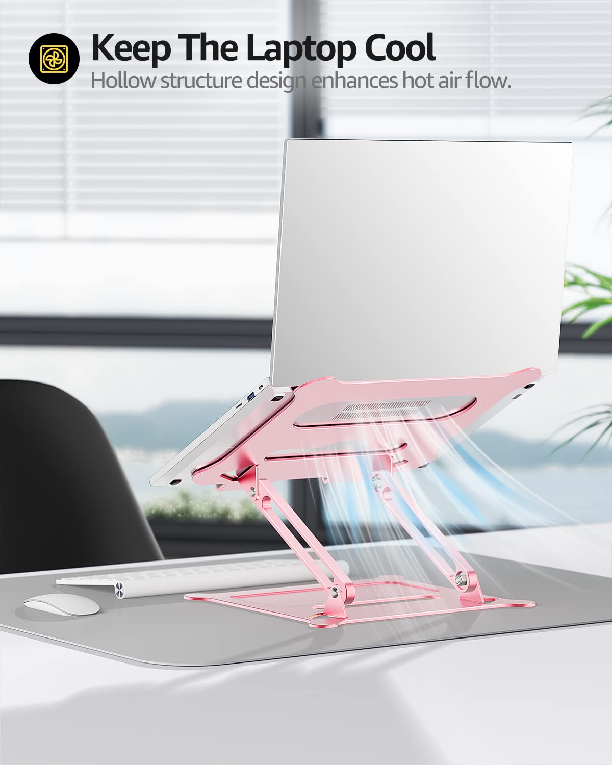 Urmust Laptop Notebook Stand Holder Adjustable Ultrabook Stand Riser Portable Compatible With Macbook Air Pro Hp Dell Xps Lenovo All Laptops 10 15.6'(Rose Gold)